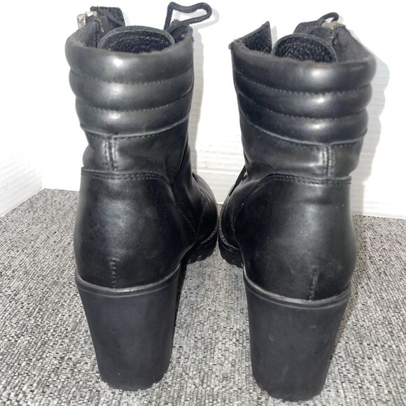 Steve Madden Booties Womens 10 Black Lace Up Leather High Heel Moto Ankle Boots - Picture 10 of 14